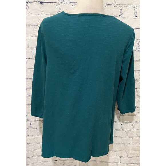 Chico's Top Lace Front Trim Teal Color 3/4 Sleeve Size 2/L/12 - Picture 4 of 7